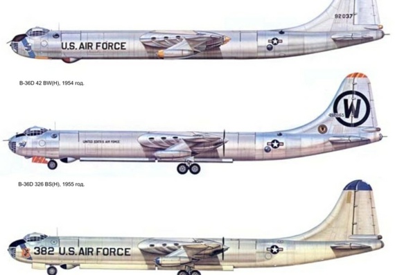 Convair B-36 Peacemacker aircraft drawings (figures)